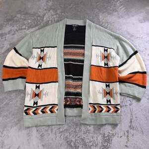 Wrangler Retro Womens L Aztec Southwestern Open Front Knit Cardigan Cowgirl
